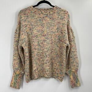 Main Strip Popcorn Rainbow Knit Balloon Sleeve Sweater Women’s Small